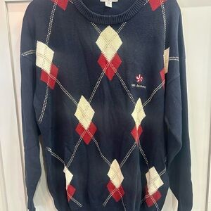 Slazenger Classic Navy and Red Argyle Crewneck Sweater Vintage Grandpa